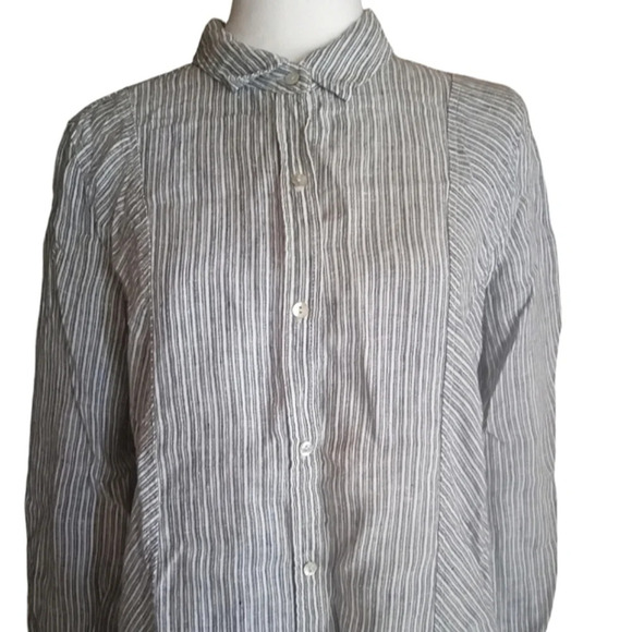 Artisan NY Women's 100% Linen Contrasting Stripes Button Front Blouse Size Small - Picture 4 of 5